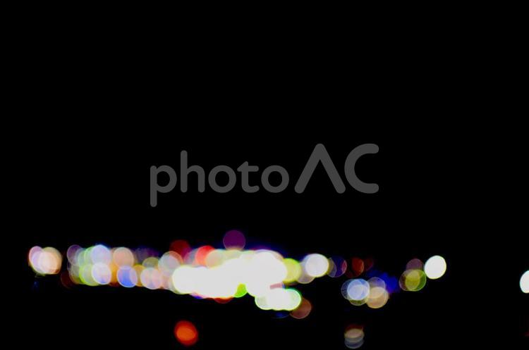 長野県飯田市　夜景 黒,夜,玉ボケの写真素材