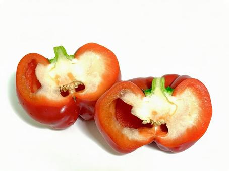 赤パプリカ断面 赤パプリカ断面 パプリカ,野菜,食材の写真素材