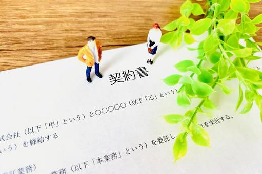 契約書の金額を調べる男性と女性 契約書の金額を調べる男性と女性の写真