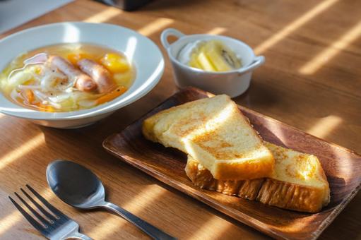 French toast and sausage soup breakfast, JPG
