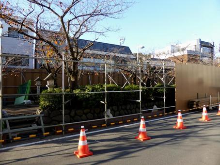 2014年11月、工事の囲い途中の段葛 2014年11月、工事の囲い途中の段葛 段葛,若宮大路,道の写真素材