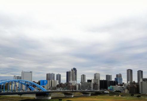 河川敷の風景 河川敷の風景の写真