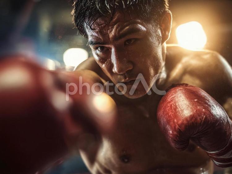 挑戦者の男性ボクサー 挑戦,打破,ボクシングの写真素材