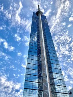 福岡タワー 福岡タワー 福岡,建物,景色の写真素材