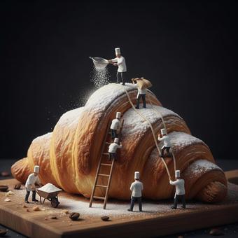 ミニチュア職人が作る巨大クロワッサン ミニチュア職人が作る巨大クロワッサンの写真