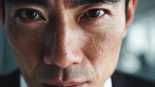 スーツの男性の顔のアップショット スーツの男性の顔のアップショットの写真