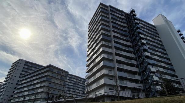 Photo, complexe d'appartements, un bâtiment, résidence multifamiliale, 