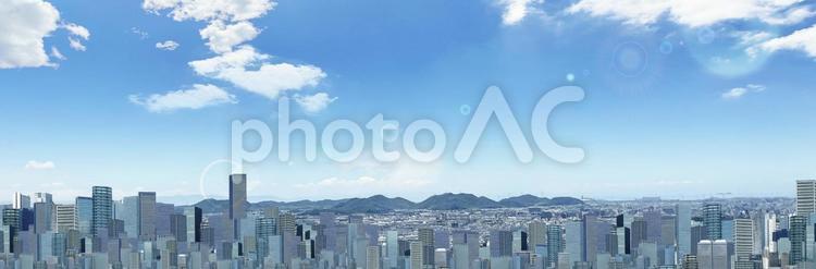 都会のビル群と青空のイメージ背景 ビル,都会,高層ビルの写真素材