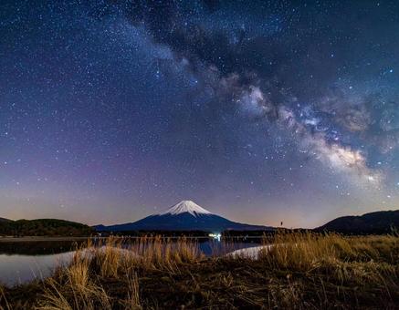山の上の天の川と湖 山の上の天の川と湖の写真