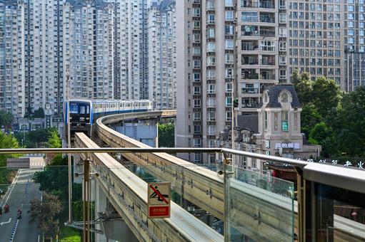 重慶・モノレール 重慶,モノレール,都市交通の写真素材