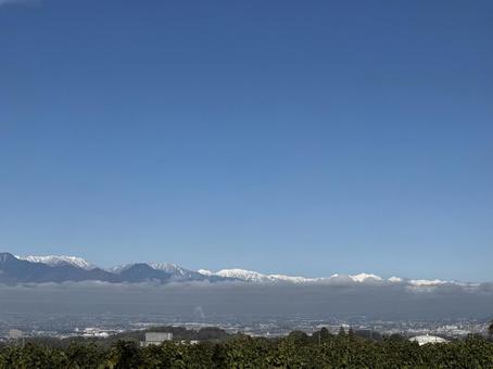 東雲の丘から見た北アルプス 信州,長野県,山の写真素材