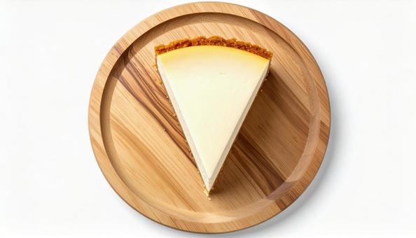 木製プレートに置かれたチーズケーキ 木製プレートに置かれたチーズケーキの写真