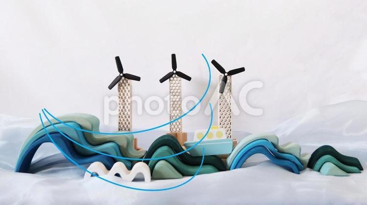 風のエネルギーのイメージ 洋上風力発電,オフショア風力発電,発電所の写真素材