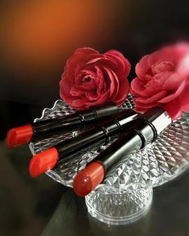 薔薇のような赤い口紅 コスメ,化粧品,口紅の写真素材