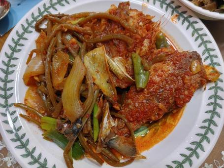 カルチチム カルチチム カルチチム,太刀魚,煮つけの写真素材