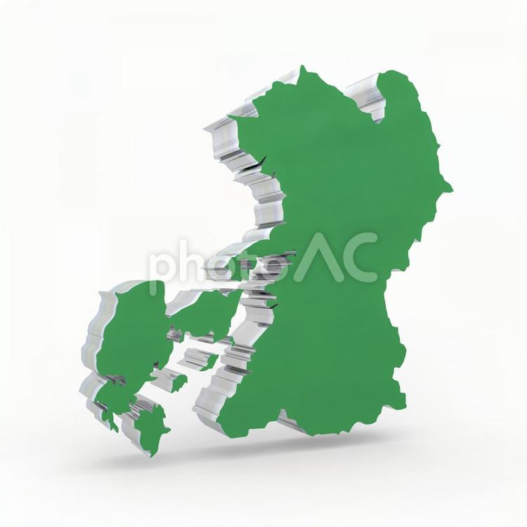 熊本県（緑：左25度） 熊本県,熊本市,立体の写真素材