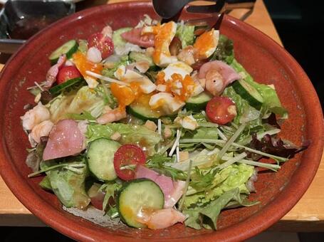 サラダ 色とりどり,シーザーサラダ,ヘルシーの写真素材