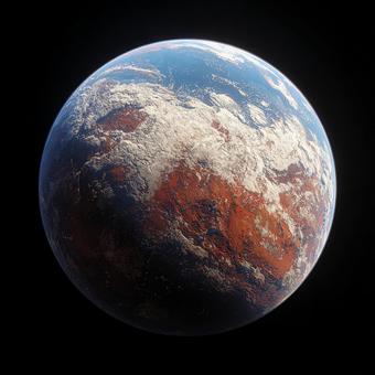 赤と白の岩に覆われた神秘的な惑星 赤と白の岩に覆われた神秘的な惑星の写真