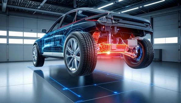 車の異常箇所がホログラムの赤い箇所で表示 車の異常箇所がホログラムの赤い箇所で表示の写真