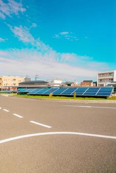 【福井】敦賀駅の周辺のソーラーパネル 敦賀駅,敦賀,福井の写真素材
