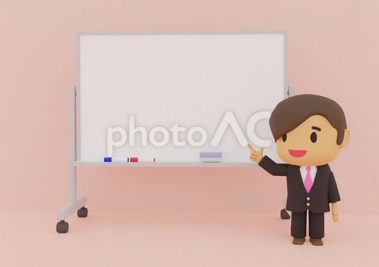 ホワイトボードでプレゼンする先生 教室,ホワイトボード,セミナーの写真素材