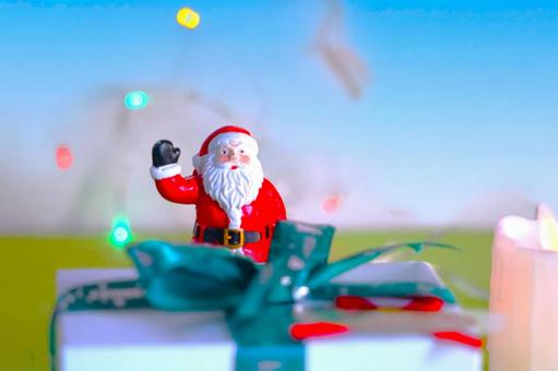 サンタ＆プレゼント（ブルーバック） クリスマス,プレゼント,サンタクロースの写真素材