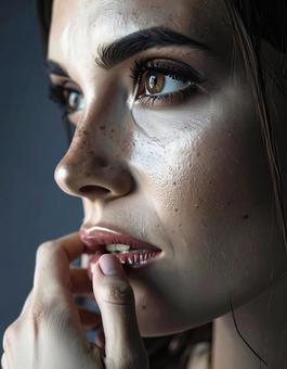 そばかす女性のクローズアップの写真