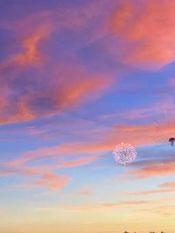 Fireworks in the summer evening sky, JPG