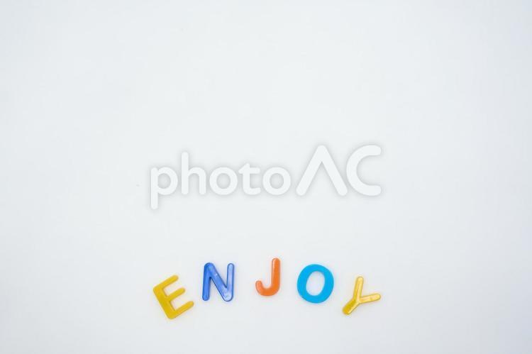 ENJOYの文字とコピースペース enjoy,ポップ,英語の写真素材