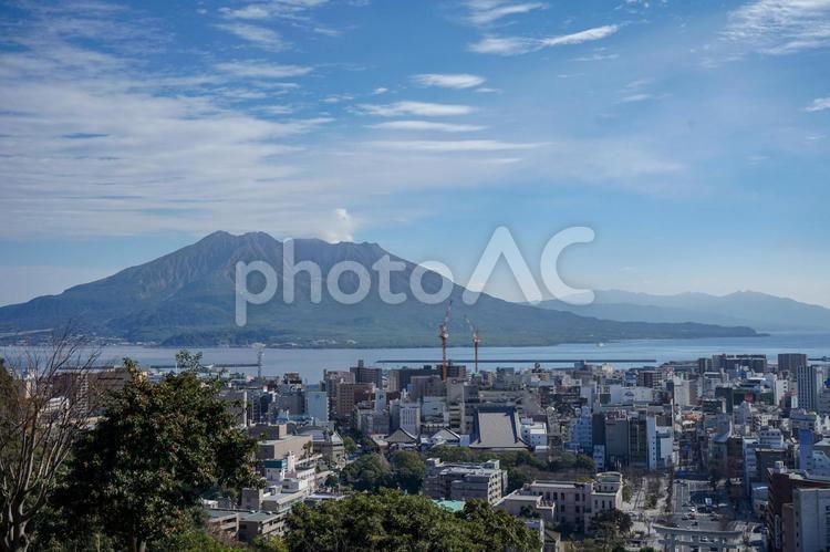 城山展望台から見る桜島 城山展望台,鹿児島,桜島の写真素材