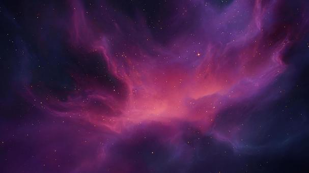 ピンクに染まる星雲の写真