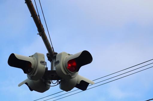 点滅信号機 信号機,赤,注意の写真素材