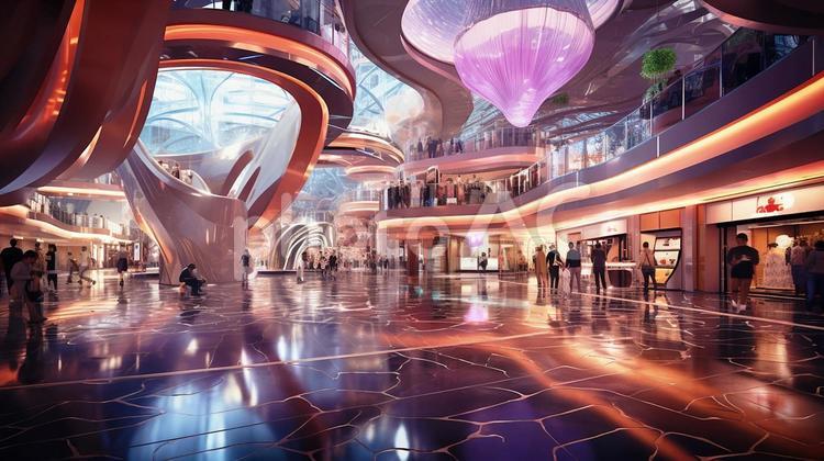 未来のショッピングモール ショッピングモール,ショッピング,デパートの写真素材