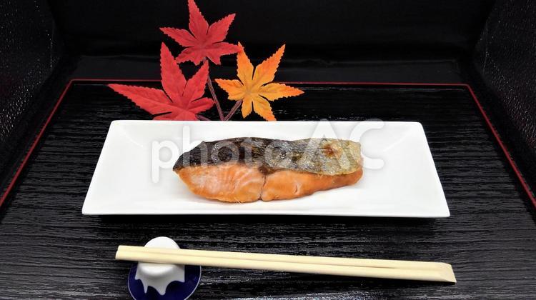 秋鮭の塩焼き３ 秋鮭の塩焼き,秋鮭,塩焼きの写真素材