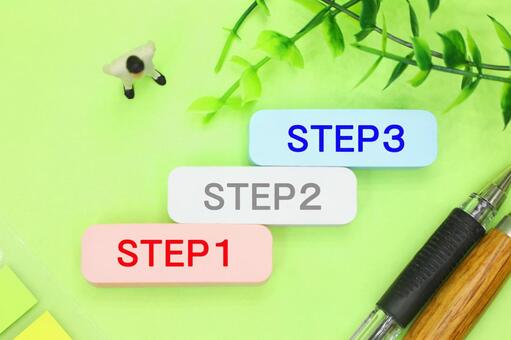 3つのステップ ステップ,ステップアップ,フローの写真素材