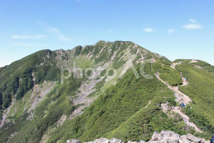 仙丈ヶ岳　登山風景－登山道 仙丈ヶ岳,雲海,絶景の写真素材