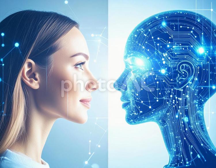Aiとの交流 ai,人工知能,コミュニケーションの写真素材