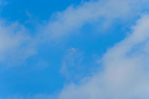 青空を飛ぶ旅客機 青空を飛ぶ旅客機の写真