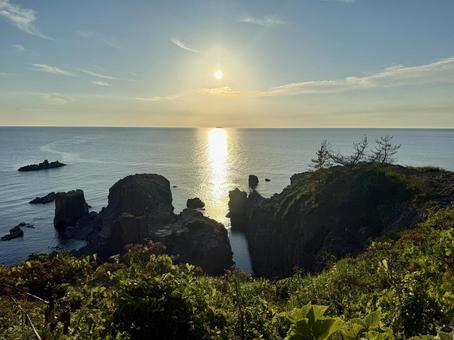 Tojinbo Fukui Prefecture ocean view in the evening, JPG