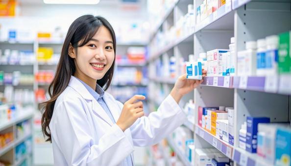 笑顔で働く薬剤師 笑顔で働く薬剤師の写真