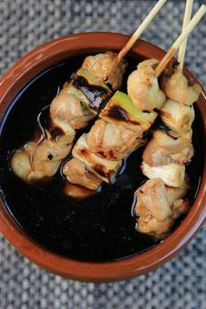 Photo, grilled chicken, who are, skewers, 