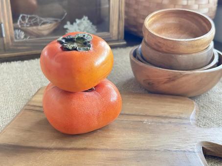 柿 柿,種無し柿,四角いの写真素材