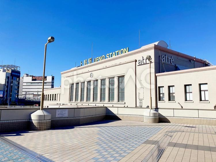 東京風景・上野駅 上野駅,浅草口,駅前の写真素材