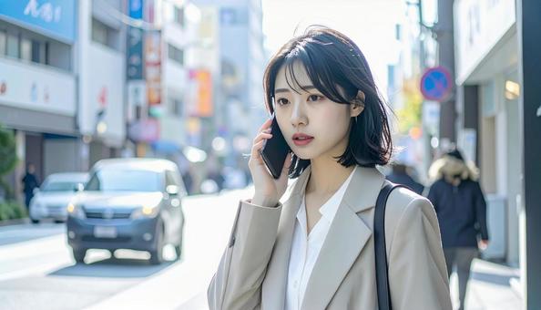 困った表情で電話する若者 困った表情で電話する若者の写真