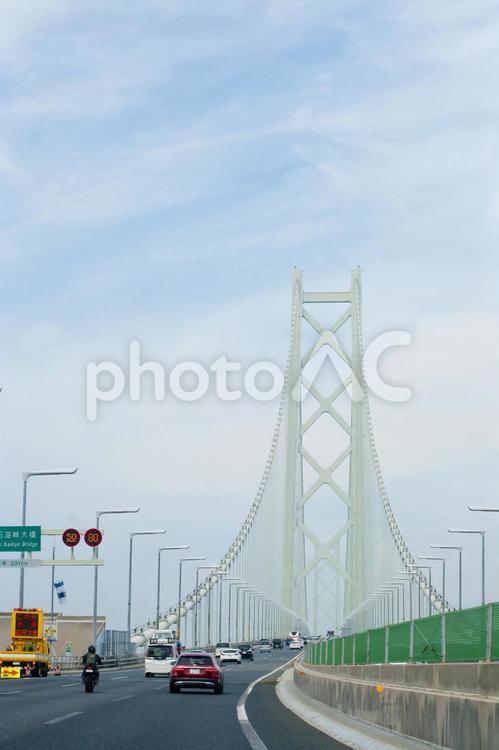 明石海峡大橋（上り線） 明石大橋,明石海峡大橋,パールブリッジの写真素材
