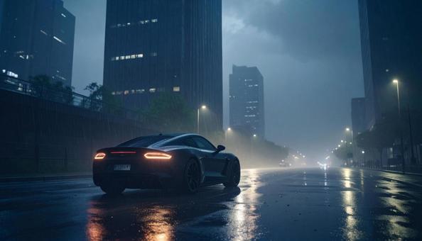 雨の夜の都会を走る 雨の夜の都会を走るの写真
