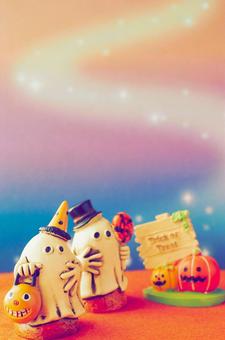 アニメのような可愛いハロウィーンのオバケ アニメのような可愛いハロウィーンのオバケ ハロウィン,カボチャ,お化けの写真素材