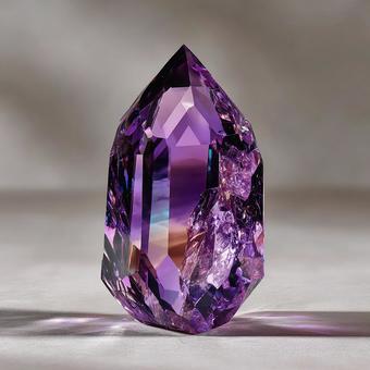 角度によって色が変わるアメジストの輝きの写真