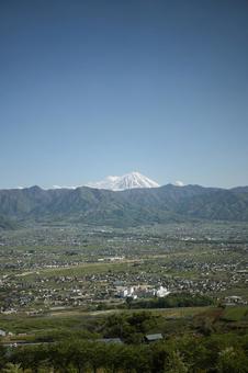 富士山と街並み 富士山と街並みの写真
