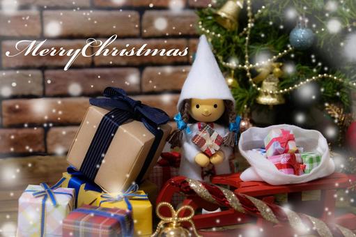 ニッセとプレゼント クリスマスカード ニッセとプレゼント クリスマスカード クリスマス,クリスマスツリー,プレゼントの写真素材